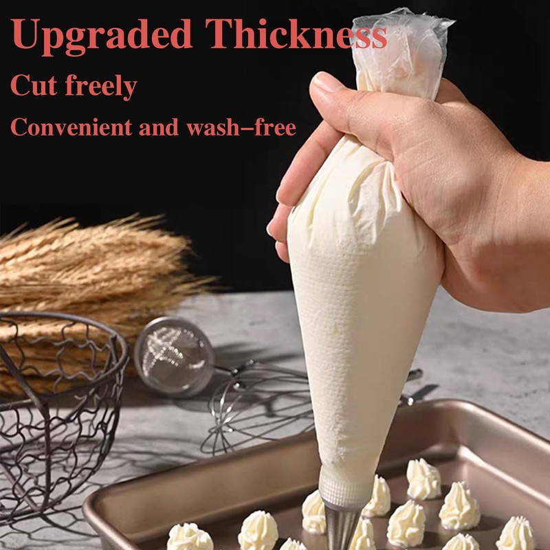 24 Inch Extra Large Piping Bags, 200 PCS Clear Disposable