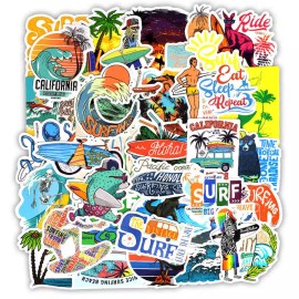 Unbranded 10pcs Surfing Stickers Decals Surf Water Vintage Coast VSCO Buy 2 Get 1 Free