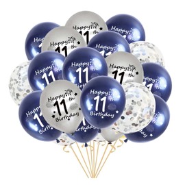 15th Birthday Balloons, 21 Pack Navy Blue Silver Happy 15th Birthday Balloons Latex Confetti Balloons 12inch for Boys Girls 15Years Old Birthday Supplies Decorations(15th)