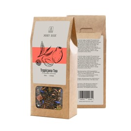 Mary Rose Tropicana tea | Pu-erh red tea | Rich herbal composition | Tea with fruits | Papaya, mango | Natural additives | Source of theine | Natural stimulation | 50g