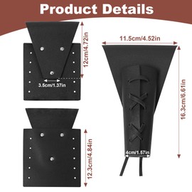 Dagger Holder Sword Belt with Lacing, Medieval-Style Sword Frog, Adjustable Leather Sword Holster for Costume Cosplay (Black)