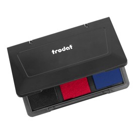 Trodat Hand Stamp Pad for Creative Design - 1 Ink Pad with 3 Colours in Black, Red, Blue, Indelible Ink, Size 10 x 7 cm, Ideal for Trodat Vintage & Trodat Creative Mini