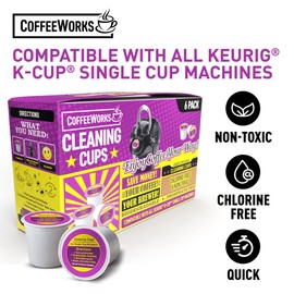 Cleaning Cups for Keurig Coffee Machines - Safe Formula - Non-Toxic, Stain Removing, Odorless & Biodegradable Rinse Pods Compatible with 1.0 & 2.0 Brewers (6 Pcs)