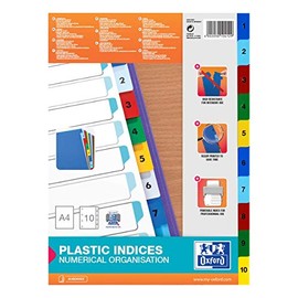 Oxford Kunststoff-Register A4, Strong-Line, Zahlen 1-10, 10-teilig, mit Deckblatt
