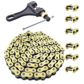 BIGLKNM 428H Chain 130 Links & Chain Breaker with 6pcs Connecting Master Link Fit for 110cc 125cc 150cc 200cc 250cc Dirt Bike ATV Pit Bike Scooter
