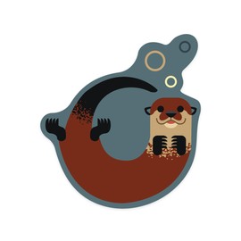 Die Cut Sticker Swimming Otter, Geometric, Contour Vinyl Sticker 1 to 3 inches (Waterproof Decal for Cars, Water Bottles, Laptops, Coolers), Small