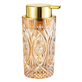 LEICURACE Glass Foaming Hand Soap Dispenser Foaming Soap Dispenser for Bathroom Clear Soap Dispenser with Pump (Amber Sun Patteren)