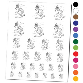 Striped Tiger Shark Mermaid Swimming with Shark Friends Temporary Tattoo Water Resistant Fake Body Art Set Collection - Red (One Sheet)