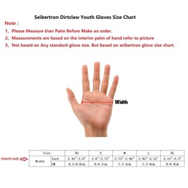 Seibertron Dirtclaw Youth BMX MX ATV MTB Road Racing Mountain Bike Bicycle Cycling Off-Road/Dirt Bike Gel Padded Anti - Slip Palm Fingerless Gloves Motorcycle Motocross Sports Gloves Red L