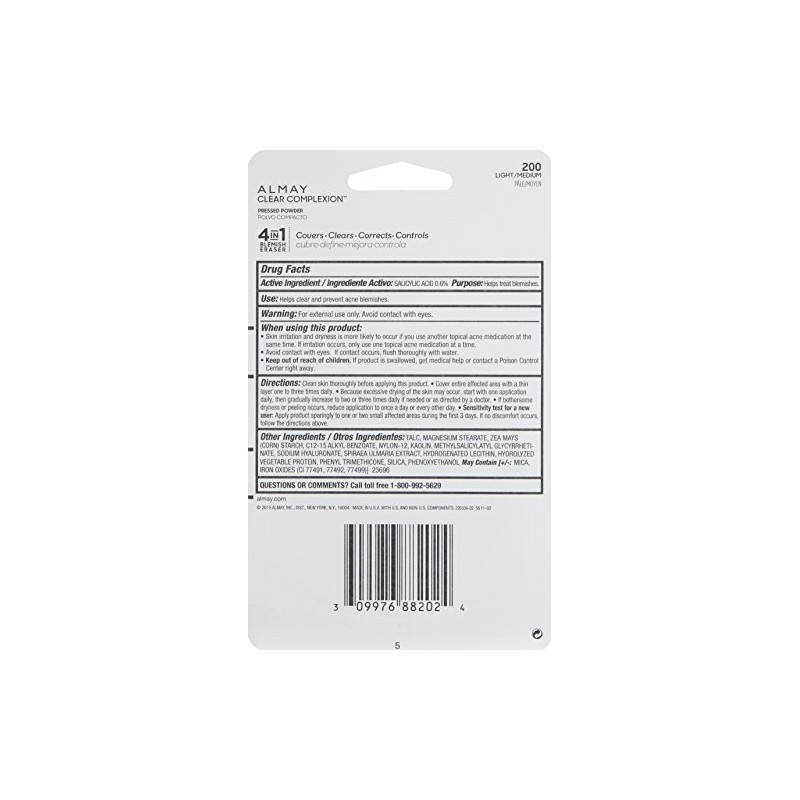 Almay Clear Complexion Pressed Powder, 8 gr, 200 Light/Medium, 2