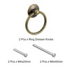 sourcing map 2Pcs Round Ring Pulls, Drawers Knobs Bronze Circle