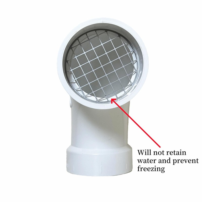 PVC termination vent with stainless steel screen,90 Degrees,1pcs,For 2“ DWV