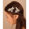 Rumtock 2pcs Pearl Beads Silver Leaf Hair Pins for Women