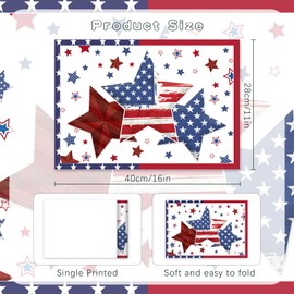 CHAROUP 50 PCS Disposable Paper Placemats 4th of July Memorial Day Place mats,11x16 inch Patriotic Freedom Stars Table Mats for Holiday Indoor Outdoor Party Kitchen Dining Table Decorations (B)