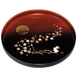 Nakanishi Kogei 22-14-5B Kishu Coloring Book Round Tray Heathered Paint Separation Shunakizuki Rabbit 11.8 inches (30 cm)