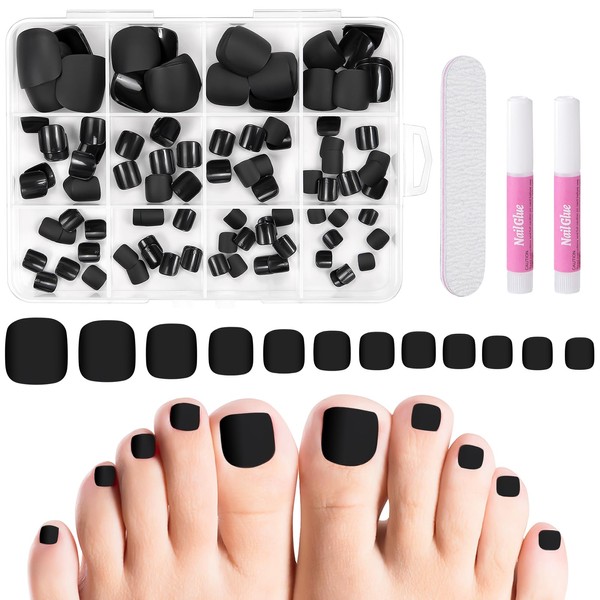 MELLIEX Pack of 120 False Toenails Kit, French Artificial Matt