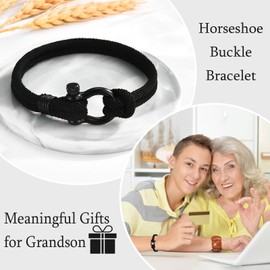 EYQV Grandson Gifts, Horseshoe Buckle Bracelet, Gifts for Teenage Boys Grandson Gifts from Grandma, Special Grandson Birthday Christmas Graduation Gifts Stocking Fillers for Boys