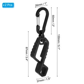 PATIKIL Glove Clips, 2 Pack Gloves Holder Clip Glove Belt Keeper Guard Labor Work Glove Grabber Helmet Hanger for Construction Worker, Black