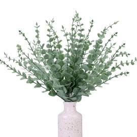 CEWOR - 24 tallos artificiales de eucalipto para decoración, ramas con hojas de eucalipto artificiales para centros de mesa de boda, arreglo floral, decoración de la casa de campo