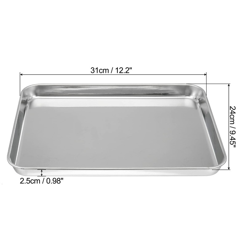 PATIKIL 430 Stainless Steel Tray, 31x24cm Rectangular Flat Type Lab