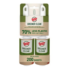 Scotch-Brite Greener Clean Lint Roller Twin Pack, 100 Sheets, Reusable Lint Rollers for Clothes, Furniture, and Pet Hair, Tidy Up Fabrics with a More Sustainable Fuzz Remover