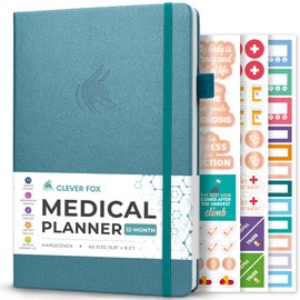 Clever Fox Compact A5 Medical Planner 12-Month – Medical Notebook, Health Diary, Wellness Journal to Track Health –12 Months (Aquamarine)