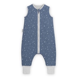 Ehrenkind® Baby Summer Sleeping Bag with Feet, 1.0 TOG Made of Soft Oeko-Tex Certified Organic Cotton, Summer Sleeping Bag, Size 70 Denim Blue Drops, 1 Tog