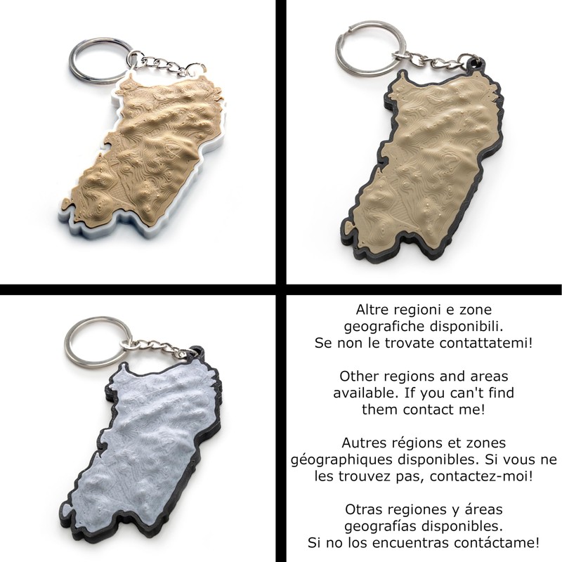 Generico Sardinia 3D Topographic Keyring, Brown-Black H