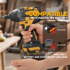 20V MAX Cordless Impact Wrench, 1/2" Brushless Motor High Torque Impact Gun, Variable Speed, Compatible with Makita 18V Battery (Tool Only, No Battery and Charger Included)