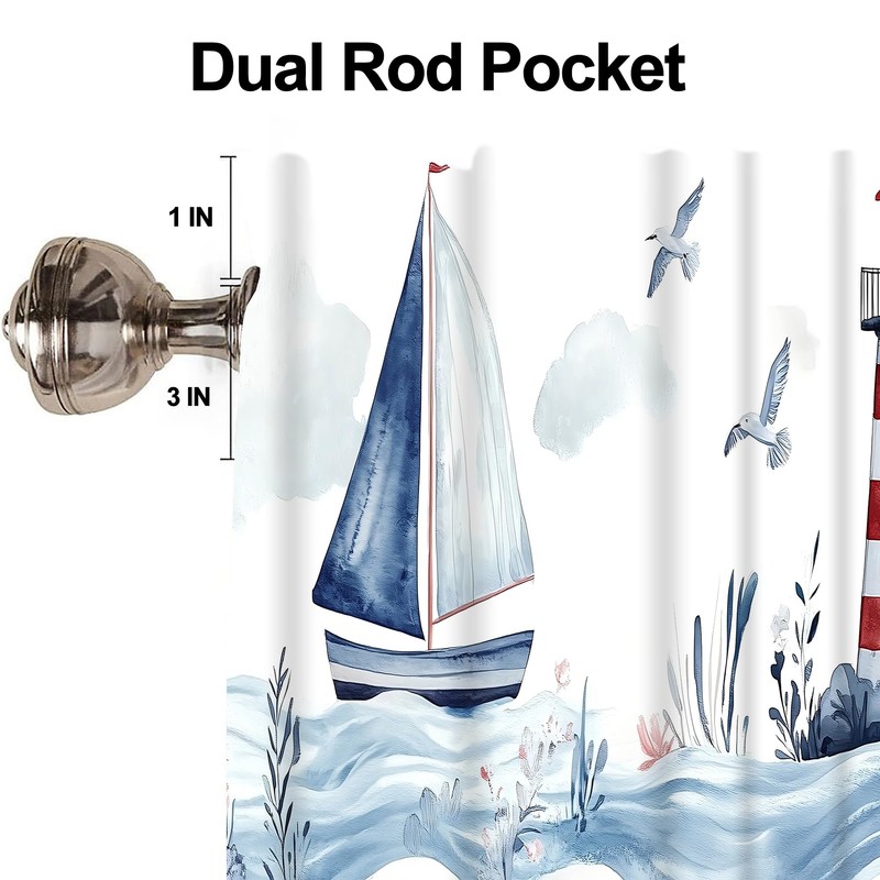Nautical Lighthouse Valance Curtains,Rod Pocket Valances for Windows,Small Window Treatment
