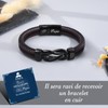 TERRISHE Gifts for Dad Bracelet Men's Leather Bracelet Engraved Leather