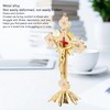 Metal Standing Cross Red Rhinestone Decoration Exquisite Retro Elegance Standing