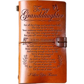 Hiipeenow Granddaughter Gifts from Grandma, To My Granddaughter Leather Travel Journal 140 Pages, Valentines Day Birthday Christmas Graduation Back to School Gift for Granddaughter