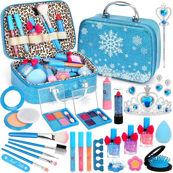Flybay Kids Makeup Sets for Girls, Washable Kids Make Up Set Girls Toys Childrens Make Up, Real Girls Make up Set for Kids, Christmas Birthday Gifts for Girls Age 4 5 6 7 8 9 Year