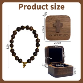 My First Rosary with Walnut Wood Keepsake Box, Baby Rosary, Catholic Baptism Gifts, Shower Rosary Beads, First Holy Communion Gifts for Boy and Girl