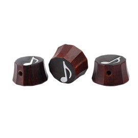 Guyker PRS Style Guitar Bass Red Sandalwood Potentiometer Control Knobs - 3PCS Speed Tone Volume Top Hat Knob Musical Note Pattern Surface Replacement for Electric Guitar or Precision Bass