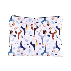 Yoga Travel Makeup Cosmetic Bag Gifts for Yoga Instructor Small Canvas Toiletry Bag Pilates Birthday Christmas Makeup Pouch for Pilates Instructor Zipper Skincare Bags for Party Favor