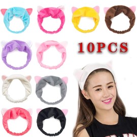 10 Pack Headband for Makeup, Cat Ears Headbands for Women Girl Kids Hair Accessary