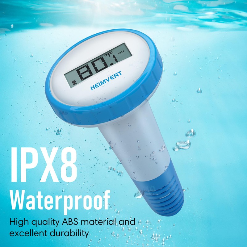 HEIMVERT Wireless Digital Pool Thermometer – Floating, Easy-to-Read Display, IPX8