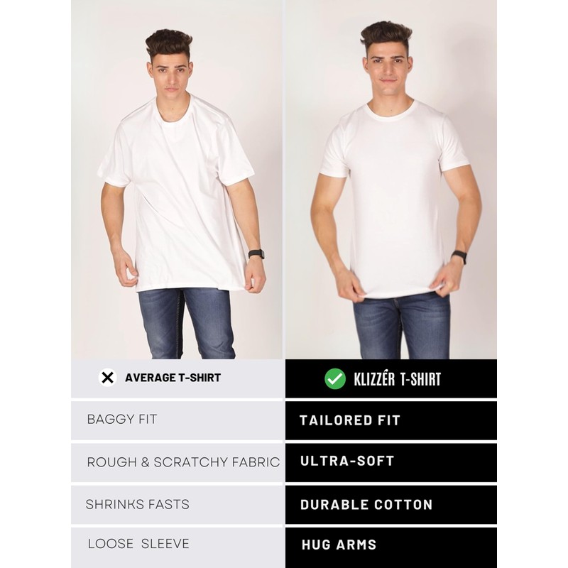 Klizzer Luxury 100% Cotton Men's T-Shirt, Pack of 3, Versatile