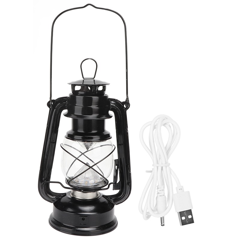 Vintage Camping Lantern 24h Battery Life USB Charging Detachable Lampshade