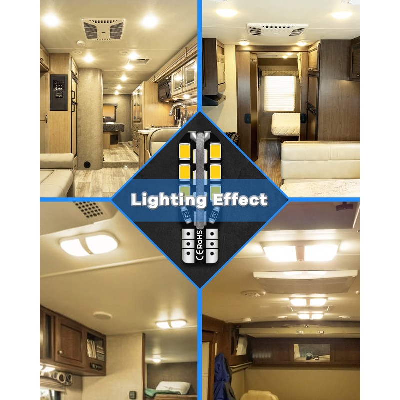 JEFLYM C921 921 912 LED RV Bulbs,Super Bright Warm White