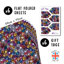 Birthday Wrapping Paper - 6 Sheets of Gift Wrap for Her - Gemstone and Diamond - Wedding, Bridal Shower, Anniversary - with Stickers - Recyclable - by Central 23