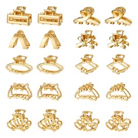 CWJCYTNSN Small Metal Hair Clips, Gold Mini Hair Claw Clips for Thin Thick Hair, Cute Tiny Hair Clips, Strong Hold NonSlip Flower Hair Jaw Clamps for Women Girls