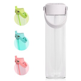 Elemental Splash Water Bottle with Straw - BPA-Free Tritan Plastic Reusable Water Bottle with Strap - Ideal for Travel, Gym and Sports - Leak Proof when Spout is Closed - 26oz - Clear