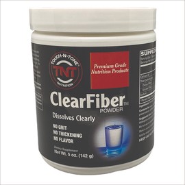 TOUGH-N-TONE ClearFiber Powder. A Soluble Dietary Fiber Using SunFiber derived from Partially hydrolyzed guar Gum (PHGG). Tasteless, odorless, dissolves Completely, and Doesn't Thicken. Supplement Fitness Healthcare Optimum Edible - Size: 5 oz.