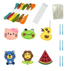 XURJUMI 6 Stück Nähset Kinder, Filztiere Nähen Set, Bastelset für Kinder ab 6 Jahren und Anfänger, Nähen Kinder Filzset mit Stickgarn Plastiknadeln Füllwatte