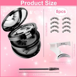 dcas 4 Pairs of Eyelashes, Natural Eyelashes, 3D Reusable Magnetic Eyelashes, Natural Look, Eyelashes Without Eyeliner, with Applicator, Magnetic Eyelashes, Lightweight Magnetic Eyelashes