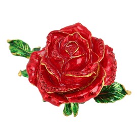 Trinket Box Rose Shape Exquisite Elegant Shiny Jewelry Rings Storage Box for Desktop Decoration