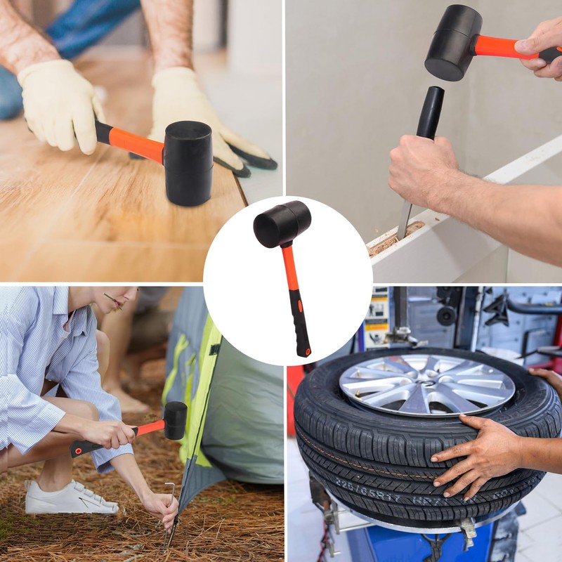 4 PCS 12 OZ Rubber Mallet, Rubber Hammer Head, Rubber